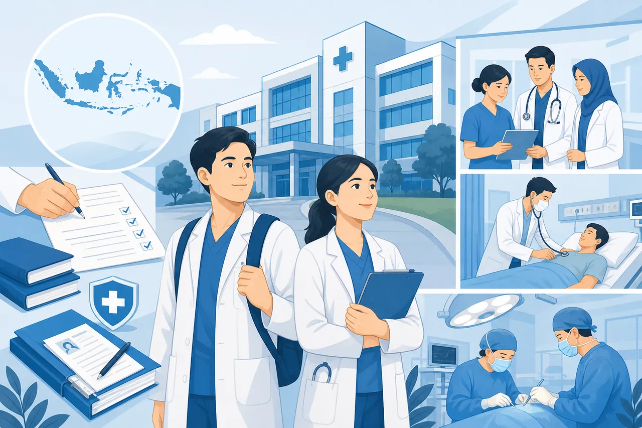 Ilustrasi aturan internship dokter 2026 setelah lulus UKMPPD menuju PIDI dan wahana internship